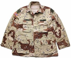 ★90s 米軍 U.S.ARMY パッチ付き チョコチップ デザートカモ BDU ジャケット L-L★オールド ミリタリー コンバット 迷彩 カバーオール