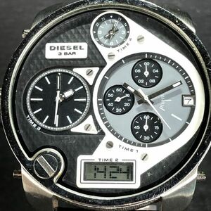 DIESEL ディーゼル カルテットタイム DZ-7125 腕時計 クオーツ アナデジ クロノグラフ レザーベルト ステンレススチール 新品電池交換済み