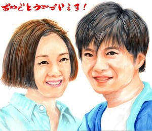 [B*]ETC お祝いなどに!手描きの似顔絵描きます 似顔絵師作成 (コピック+色紙) 送料185円 即決