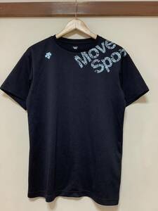 へ1336 DESCENTE デサント MOVE SPORTドライTシャツ 半袖Tシャツ L ネイビー 速乾 ロゴプリント