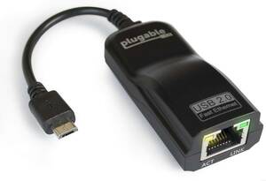 Plugable USB LAN アダプター USB2.0 OTG MicroB 10/100 高速イーサネット 対応 - 一部の Android スマホ、タブレット（ASIX社 AX88772 ）