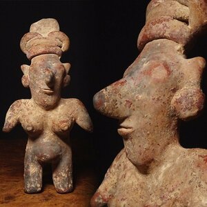 慶應◆古代メキシコ・マヤ文明の芸術！ 3～6世紀頃 古典期前期 女性土偶 プリミティブアート 発掘出土品 アステカテオティワカンプレインカ