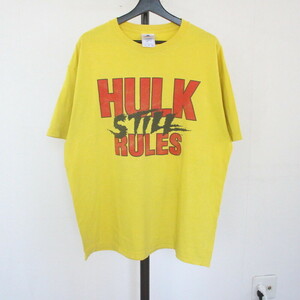 R374 2002年製ビンテージ AAA 半袖Tシャツ■00s 表記XLサイズ 古着 アメカジ ストリート イエロー 90s 80s 70s 60s プロレス HULKRULES
