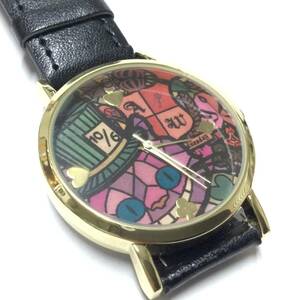 【中古美品、電池交換済み】不思議の国のアリス チシャ猫 ステンドグラス柄 腕時計