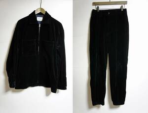 美品 正規 monkey time モンキータイム 8WALE SOFT CORDUROY ZIP SHIRT ＋ 8WALE SOFT CORDUROY PANTS コーデュロイ セットアップ 黒1009M