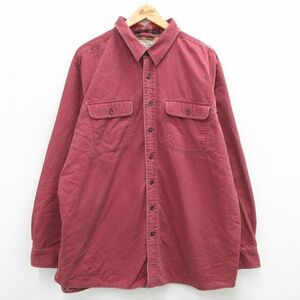 XL/古着 エルエルビーン LLBEAN 長袖 ブランド シャツ メンズ 00s 大きいサイズ コットン エンジ デニム 内側フランネル 24jan30 中古 トッ