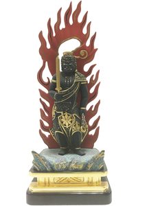 黒不動明王 仏像 45型 立像 ブラック 極彩色 木製 仏像 お守り 最大寸法高さ29cm 酉年生 お守り本尊 とり