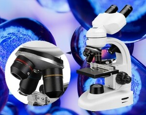 電子顕微鏡 複合双眼顕微鏡 生物顕微鏡 80x-1600x 高倍率 広視野 WF10XとWF20X接眼レンズ 4X 10X 40XS対物レンズ 2X補足内蔵レンズ 