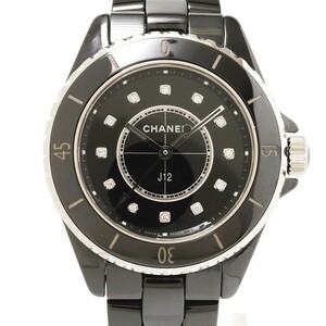 【半年間保証】CHANEL シャネル J12 H5701 セラミック×ダイヤモンド ブラック文字盤×シルバー×ブラック クオーツ 腕時計 レディース