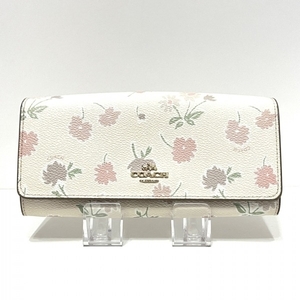 コーチ COACH 長財布 57211 - PVC(塩化ビニール) アイボリー×ライトピンク×マルチ 花柄 財布