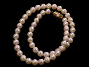 アコヤパールネックレス K14 28.5g 39cm GRJソーティング付き　Jewelry Akoya-Pearl 7.0-7.5mm Necklace