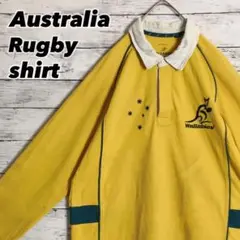 ラグビー　オーストラリア代表ユニフォーム　ワラビーズ　ラガーシャツ　長袖　刺繍