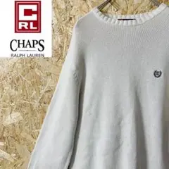 チャップス　セーター　秋冬　シンプル　無地　刺繍ロゴ　M ホワイト