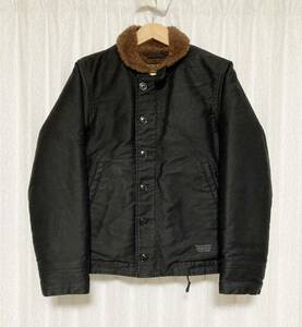 美品☆[WACKO MARIA] 19AW 定価93,500 N-1 アルパカボア 2重織ミリタリークロス デッキジャケット S ブラック 日本製 ワコマリア