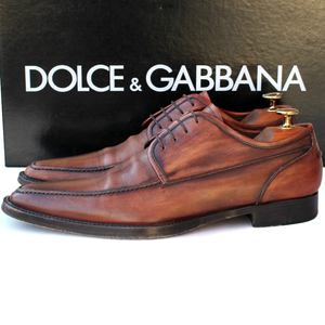 良品・HAND FINISHED★ドルチェ&ガッバーナ DOLCE&GABBANA★Uチップ 6.5=25.5 ドレスシューズ ブラウン メンズ CA0970 fc q-829