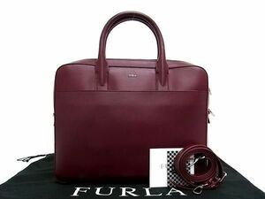 ■新品■未使用■ FURLA フルラ レザー 2WAY ハンドバッグ ショルダーバッグ ビジネスバッグ ボルドー系 AT4969