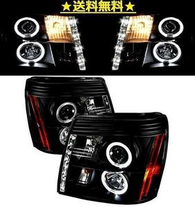 キャデラック エスカレード インナーブラック プロジェクター LED イカリング ヘッドライト 日本光軸仕様 黒 純正 ハロゲン車用
