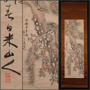 【模写】吉】10397 岡田米山人 松図 大坂の人 伊勢津藩 三重県 中国画 掛軸 掛け軸 骨董品