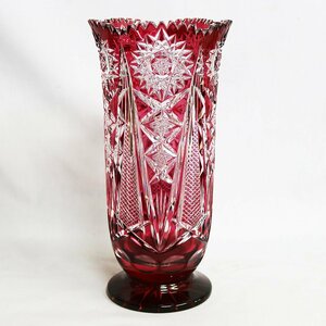 クリスタル・カットガラス　フラワーベース（花瓶　高：30cm）