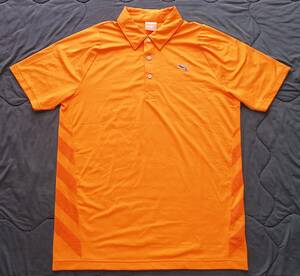 美品！PUMA GOLF プーマゴルフ デュオ スイング メッシュ 半袖ゴルフポロシャツ(オレンジL-XL相当)海外モデル