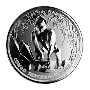 [保証書・カプセル付き] 2021年 (新品) コンゴ「シルバーバック ゴリラ」純銀 1オンス 銀貨