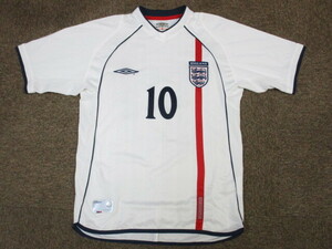 アンブロ製　サッカーイングランド代表　オーウェン　ユニフォーム　メンズ半袖ゲームシャツ　00sヴィンテージ　サッカージャージ　04162