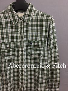 アバクロンビーアンドフィッチ Abercrombie & Fitch シャツ 長袖 チェック柄 グリーン レディース XSサイズ !●&