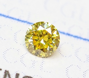 【１００円～】VS2！0.086ct 天然ダイヤ Fancy Intense Yellow （ナチュラルカラー）