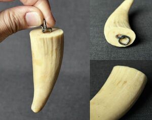 鯨歯 堤物 根付 6.2×2.6×1.9cm◇クジラ歯/マッコウクジラ/抹香鯨/印材/東洋彫刻/天然素材/時代/骨董/古美術/小物