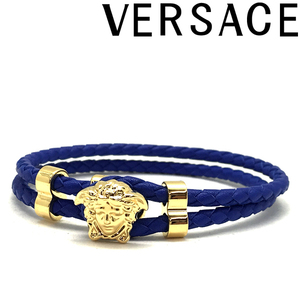 VERSACE ブレスレット ベルサーチ ヴェルサーチェ メドゥーサ ロゴ ブルー×ゴールド DG05579-DMTN-1U28D