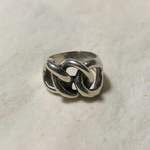 Vintage Silver Ring Chain Knot 925 スターリングシルバー メキシカンジュエリー 3連チェーン 15〜16号 MEXICO 925