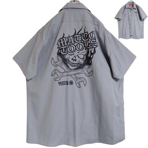 5476/美品 Dickies 半袖ワークシャツ XL●洗濯プレス済●ネコポス可●MATCO TOOLS スカル スパナ 骸骨 髑髏 ドクロ ディッキーズ古着