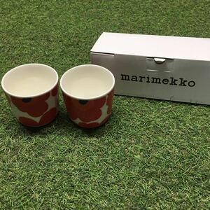 GX4234 MARIMEKKO マリメッコ UNIKKO ウニッコ 067849-001 ラテマグカップ 2個セット食器 ホワイト.レッド 未使用 保管品 コップ