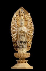 極上木彫 仏教美術 千手観音菩薩 精密彫刻 仏像 手彫り 木彫仏像 仏師手仕上げ品