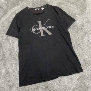 Calvin Klein カルバンクライン Tシャツ 半袖カットソー サイズL ブラック 黒 メンズ トップス 最落なし （D19）