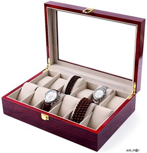 腕時計収納 ケース 12本収納 腕時計収納ボックス ブラウン色ディスプレイケース ウォッチ コレクションケース 木製 ソーラー時計 天窓