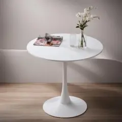 北欧スタイル 直径80cm 耐荷重100kg ホワイト MDF丸テーブル