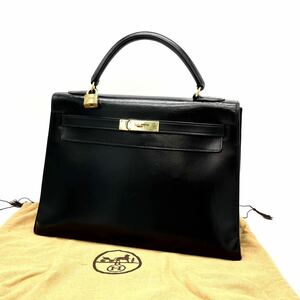 1円 HERMES エルメス ケリー 32 G 金具 ボックス カーフ ハンド バッグ dD0382N