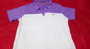 《新品》FILA 速乾半袖ポロシャツ レディースLL 紫×白