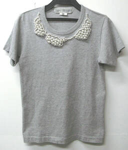 コムデギャルソン コムコム Jupe：パール装飾 Tシャツ XS （ アーカイブ COMME des GARCONS Jupe Artificial Pearl Tee XS