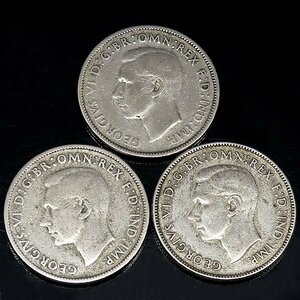 DKG★外国古銭 オーストラリア ジョージ6世 フローリン 銀貨 1946年 1947年 フローリン銀貨 3枚 GEORGIVS FLORIN 外国銭 コイン coin399