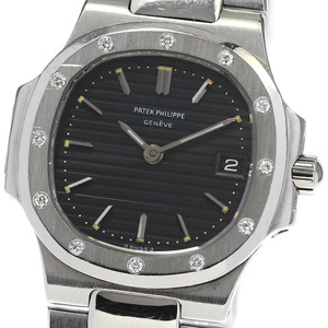 パテックフィリップ PATEK PHILIPPE 4700/10A ノーチラス 12Pダイヤモンド クォーツ レディース メーカーOH済み_615356