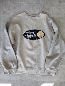 希少 OLD STUSSY ロゴ スウェット グレー ネイビーＭ L トレーナー ヴィンテージ 90s アメリカ 紺タグ アーカイブ 初期 ステューシー 80s 