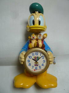 【ジャンク】 ディズニー ドナルドダック チップ＆デール 目覚まし時計 置き時計 FD417A