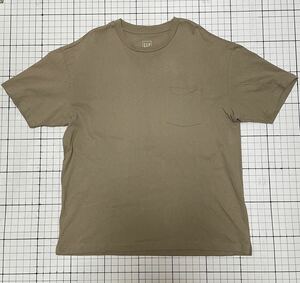 良品 ギャップ【GAP】HEAVYWEIGHT EASY ポケットTシャツ ヘビィー やや厚めの生地 コットン100% 大きめLサイズ ベージュ/薄茶 スケーター☆