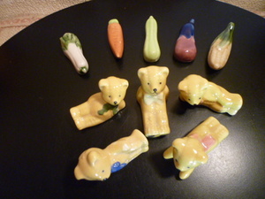 美濃焼き　野菜の箸置き＆クマさん箸置き　10個セット　新品・未使用・展示品