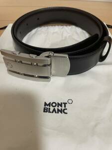 モンブラン Montblanc 本革 高級　レザー トップ式バックル ベルト ブラック×ダークブラウン 1円スタート
