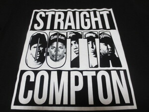 映画ストレイト・アウタ・コンプトン2015 ヒップホップ　アイスキューブ STRAIGHT OUTTA COMPTON　半袖プリントティーシャツ　黒　LGG