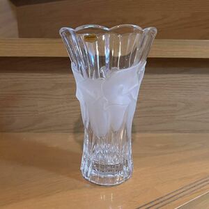中古　ガラス 花瓶 花柄 NORITAKE CRYSTAL MADE IN JAPAN