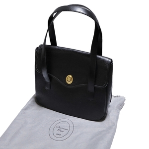 Christian Dior クリスチャンディオール レディース ヴィンテージ レザー ハンドバッグ ブラック系 保存袋付き 003FEZFI32